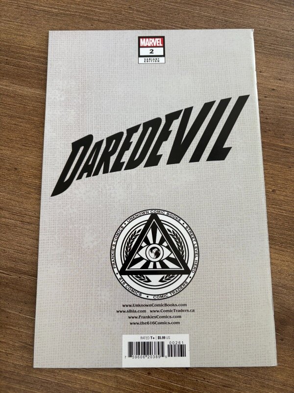 Daredevil #2 NM 1st Print Unknown Comics Variant Cover Marvel Comic Book 15 J286