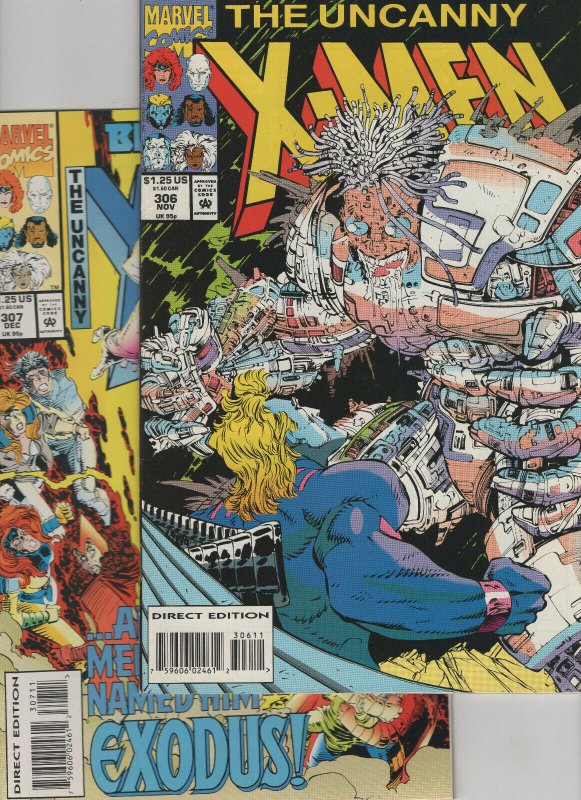 The Uncanny X-Men #306 and #307 (1993, Marvel Comics) 