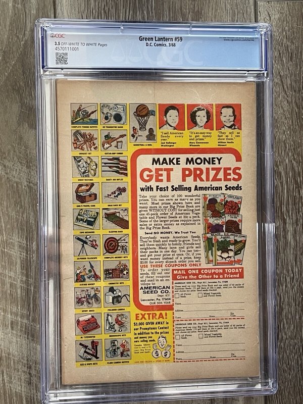 Green Lantern #59 CGC 3.5 1st App Guy Gardner 1968 Gil Kane Silver Age DC Comics