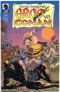 GROO vs CONAN #1 2 3 4,  NM, Signed by Sergio Aragones & Tom Yeates, 2014, w/art