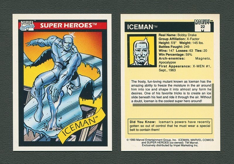 1990 Marvel Comics Card  #22 (Ice Man) / MINT