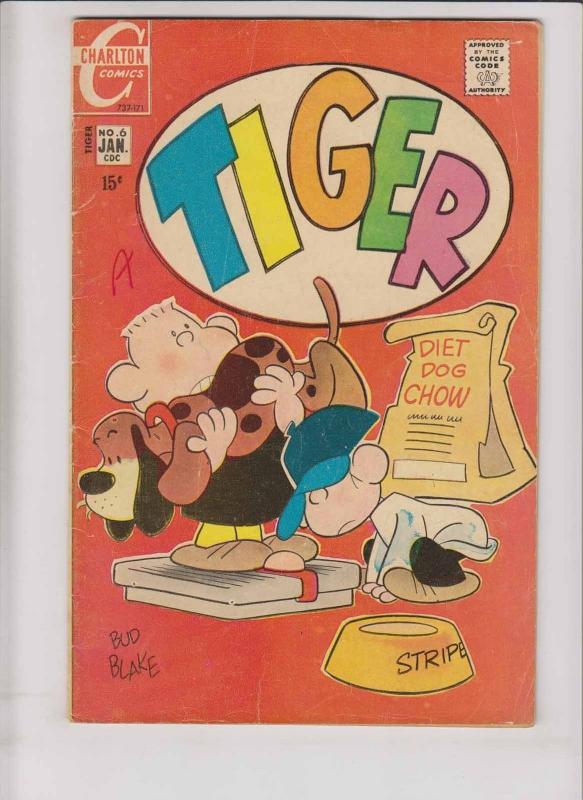 Tiger #6 VG january 1971 - bud blake - charlton comics - last issue - bronze age