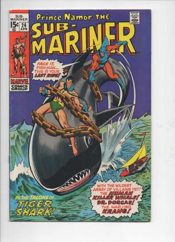 SUB-MARINER #24, VF, Buscema, Tiger Shark, 1968 1970, more in store