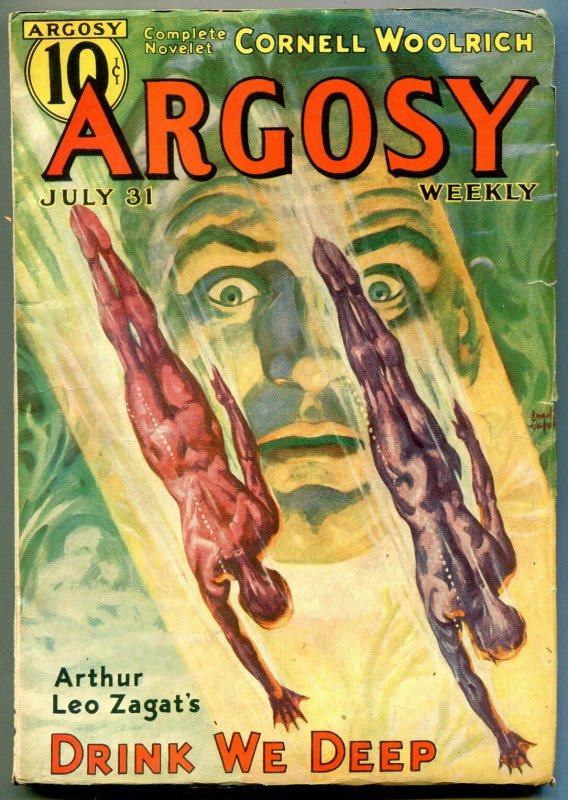 Argosy Pulp July 31 1937- Black Cargo slave ship story- Cornell Woolrich FN-