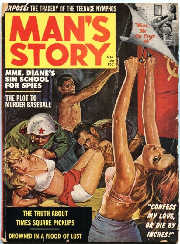 MAN”S STORY 5/1962-COMMIE HANG BY THUMBS TORTURE-BONDAGE-CHEESECAKE