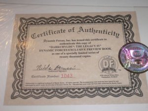 Darkchylde Sketchbook #1 Sealed COA DF Comics Oct 1998