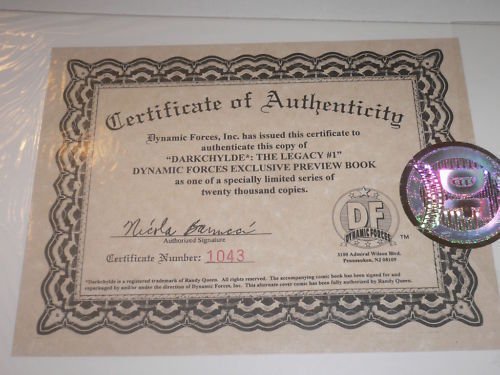 Darkchylde Sketchbook #1 Sealed COA DF Comics Oct 1998