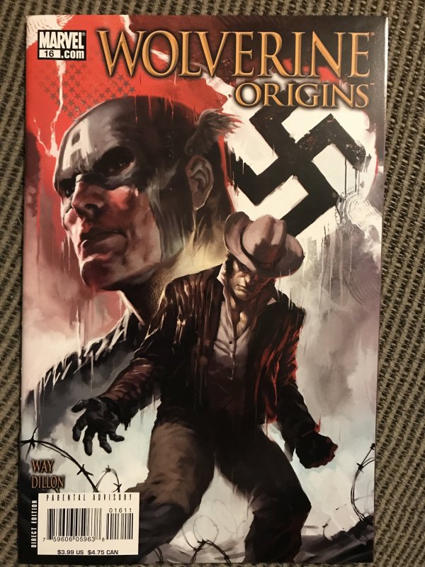 WOLVERINE ORIGINS #16 : Marvel 10/07 NM; Nazi, Captain America, Steve Dillon art