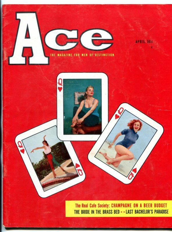 Ace Magazine April 1958- Playing card cover- cheesecake FN