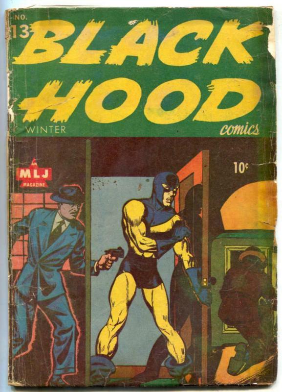 Black Hood Comics #13 1944- bare breasted iron maiden- restored POOR