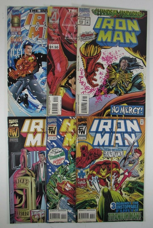 IRON MAN #312 313 315 316 320 328 Six VF- Marvel Comics Lot 
