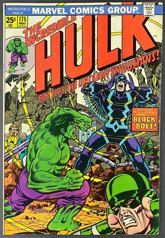 The Incredible Hulk #175 (1974) Key App The INHUMANS vs HULK! Black Bolt ~FN/VF