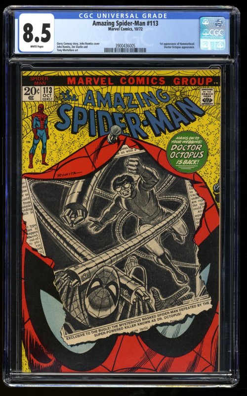 Amazing Spider-Man #113 CGC VF+ 8.5 White Pages Doctor Octopus! 1st Hammerhead!