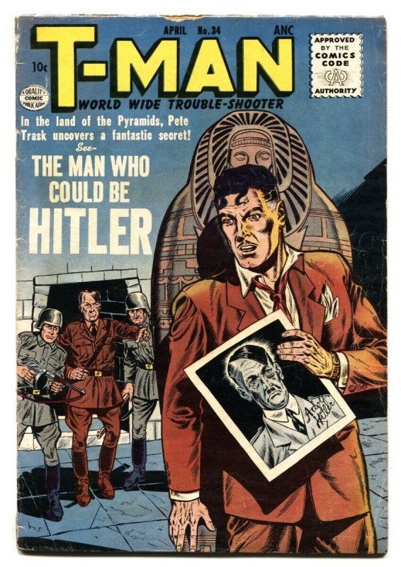 T-Man #34 1956- Hitler cover and story-Comic Book-Golden-Age