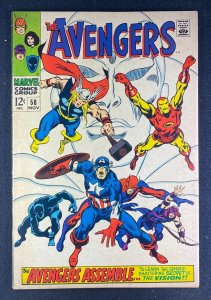 Avengers (1963) #58 FN (6.0) Origin Vision John Buscema Cover/Art