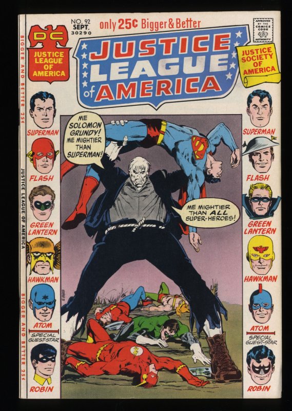 Justice League Of America #92 NM- 9.2 DC Comics Solomon Grundy!