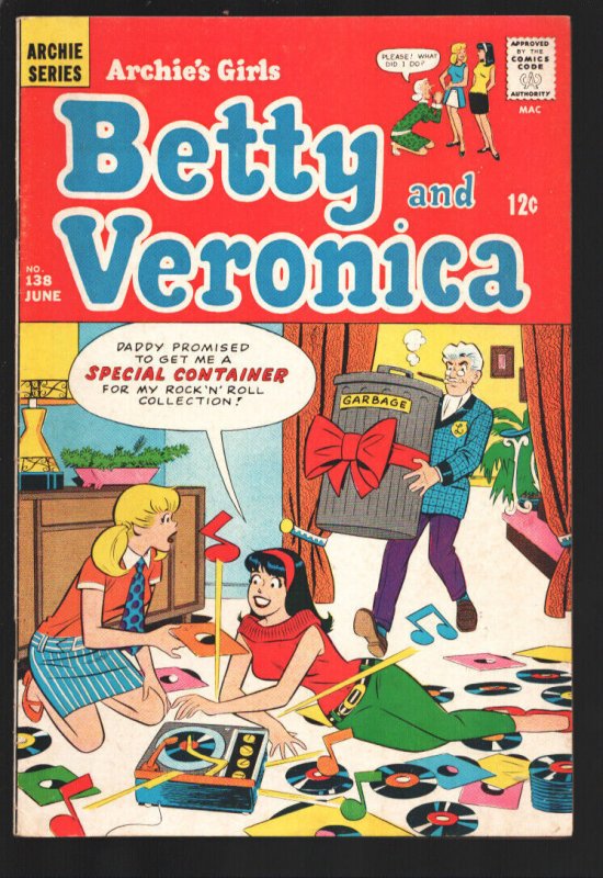 Archie's Girls Betty and Veronica #138 1967-Rock 'n' Roll record collection c...