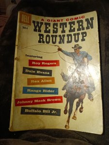 Western Roundup 21 Jan-Mar 1957 Dell Giant Roy Rogers Dale Evans Buffalo Bill Jr