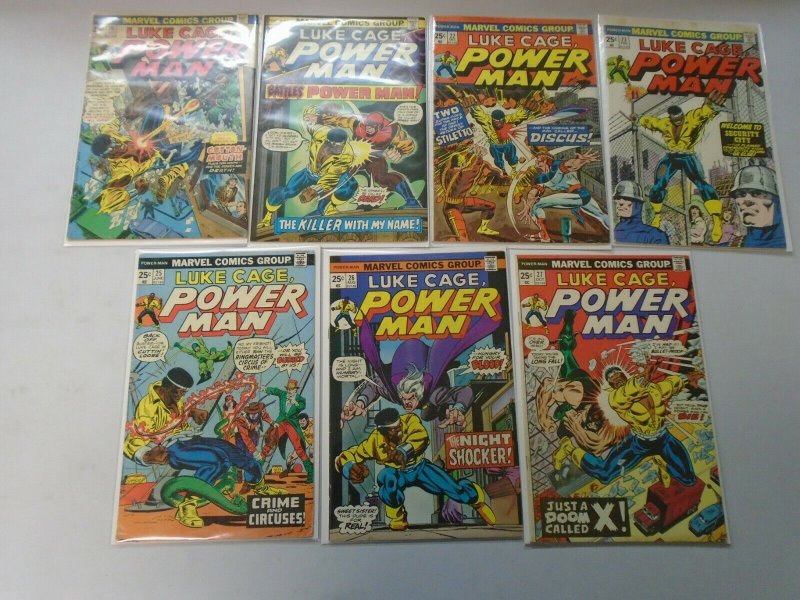 Luke Cage Power Man lot 14 diff 25c covers from #20-34 avg 5.0 VG FN (1974-76)