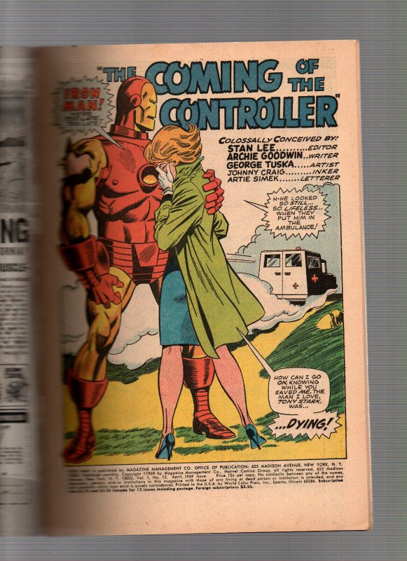 Invincible Iron Man #12 - 1st appearance Controller - KEY - 1969 - (-VF)