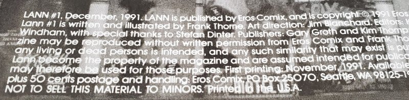 LANN #1 comic book,  1991, Frank Thorne NM+