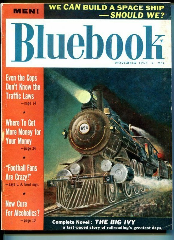 BLUE BOOK PULP-NOVEMBER-1955-FN-MILLER COVER-JOHN D MACDONALD-BALL-MCCAGUE FN