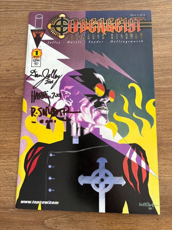 Obergeist # 1 NM Signed 3X On Cover Image Comic Book Jolley Harris Snyder 3 J442