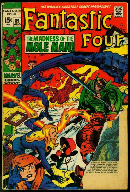 FANTASTIC FOUR #89 1969-JACK KIRBY-MARVEL-MOLE MAN FR