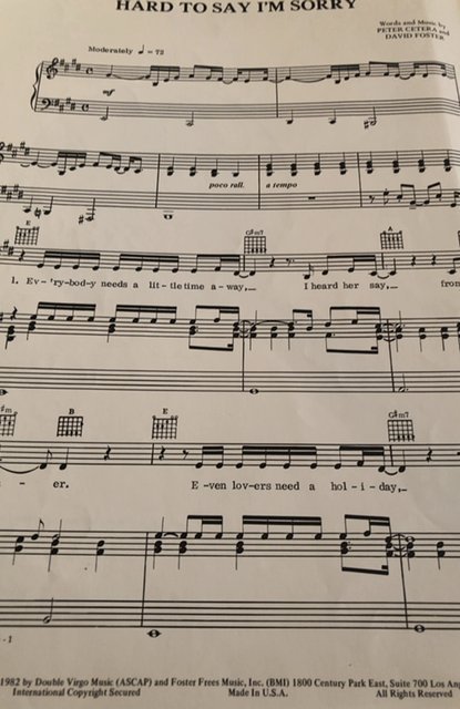 Hard to say I’m sorry sheet music(Chicago-1982)C all my sheet!