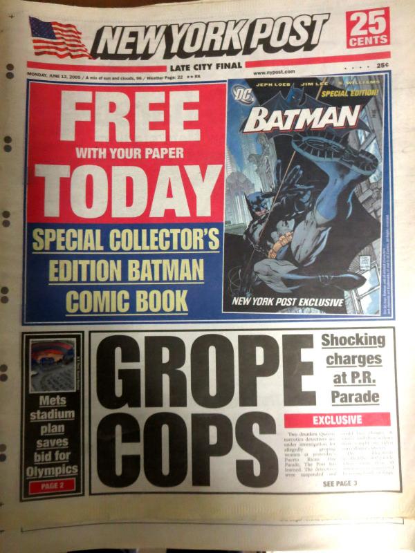 New York Post Batman June 13, 2005 Wholesale Lot (x15) Good Condition NO COMIC 