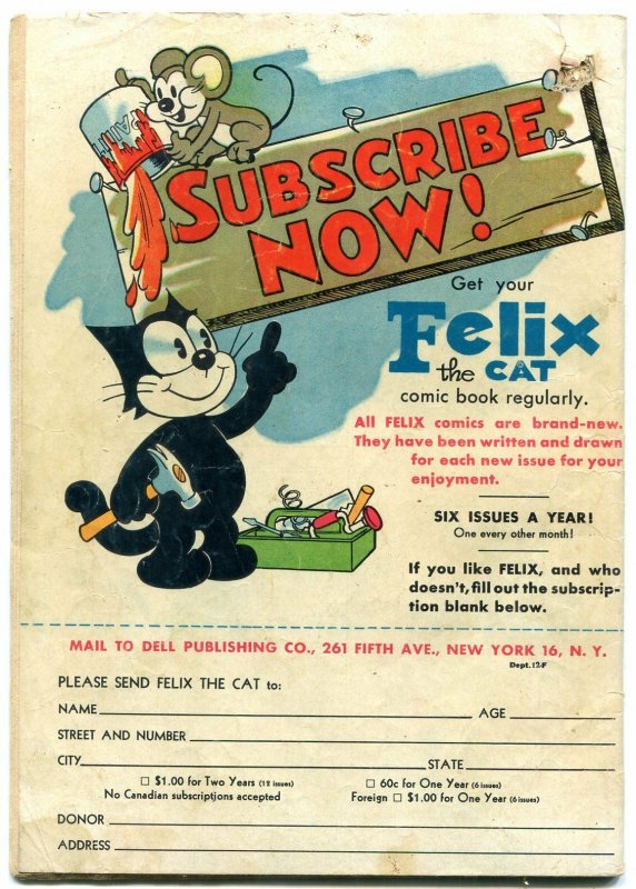 FELIX THE CAT #6 BOXING COVER DELL 1949 KING FEATURES FR