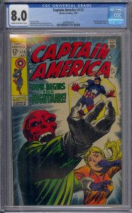 CAPTAIN AMERICA #115 CGC 8.0 RED SKULL YELLOWJACKET  JOHN AND SAL BUSCEMA 