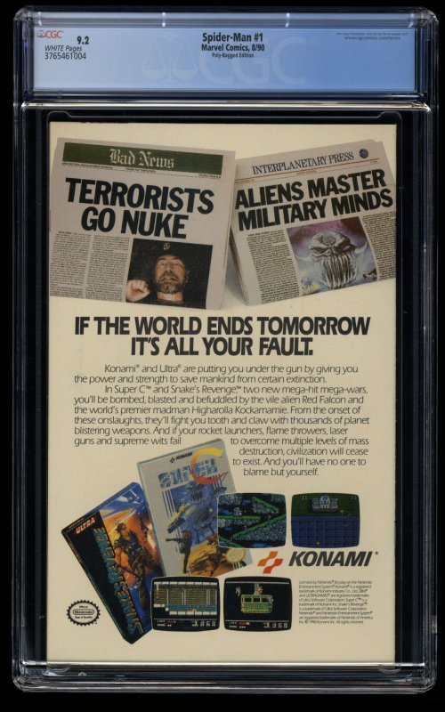 Spider-Man (1990) #1 CGC NM- 9.2 White Pages Torment! Todd McFarlane!