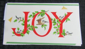 MERRY CHRISTMAS Joy with Birds & Holly 7x4 Greeting Card Art #X6054