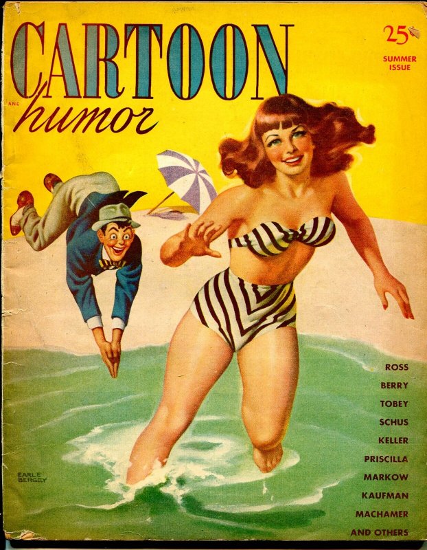 Cartoon Humor-Summer 1947-Earl bergey-swim suit cover-Machamer-Bill Wenzel-VG