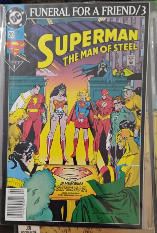 SUPERMAN THE MAN OF STEEL # 20  1993 DC comics  NEWSTAND funeral for a friend  3