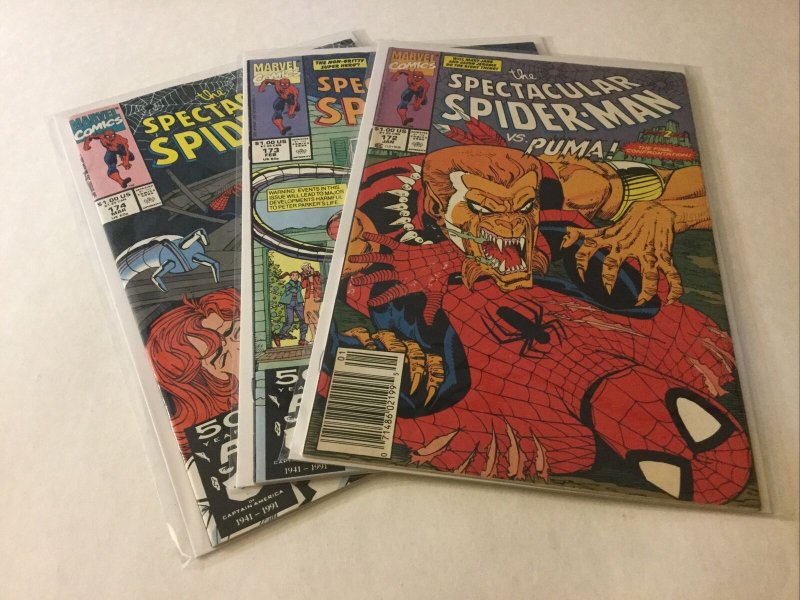 Spectacular Spider-Man 172 173 174 Vf-Very Fine- 7.5 Marvel Comics