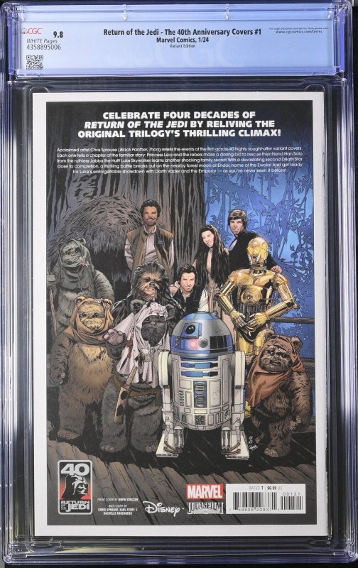 CGC 9.8 Star Wars Return of the Jedi 40th Anniversary Covers #1 Movie Poster Cvr