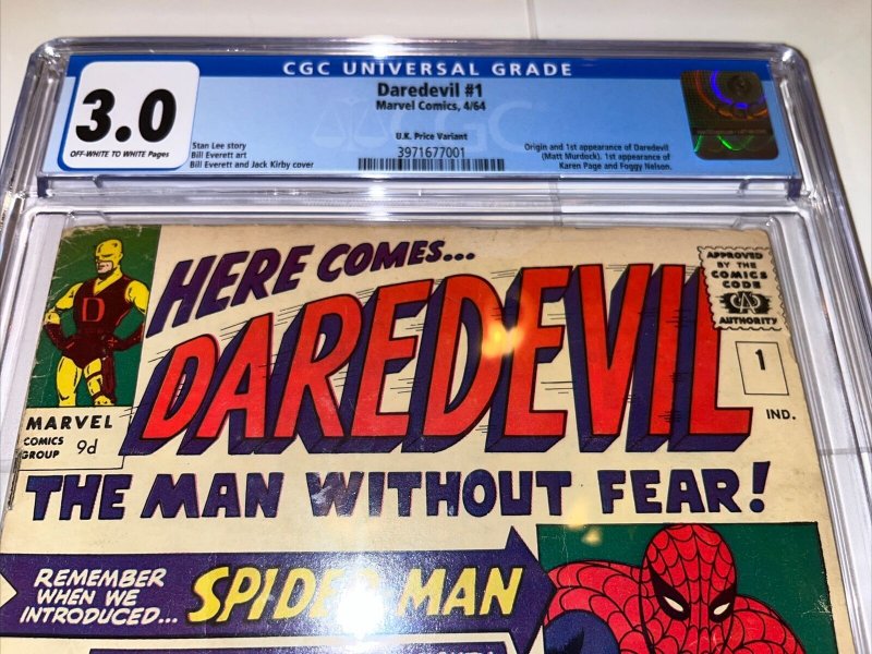 Daredevil (1964) # 1 (CGC 3.0 OWP) 1st App Daredevil • Rare UK Edition