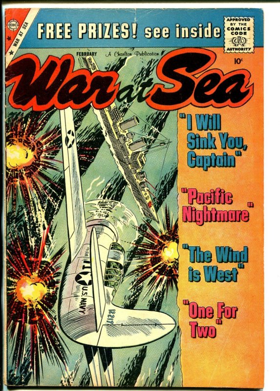 War at Sea #34 1960-Charlton-battle cover-Sam Glanzman-VG