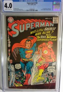 SUPERMAN #199 * 1st Superman Vs Flash Race * 1967 DC Comic * CGC 4.0 White Pages