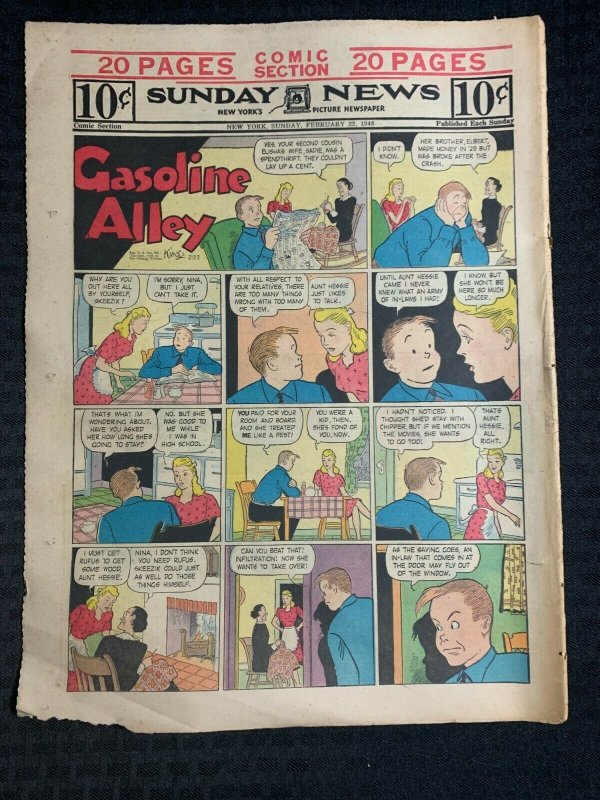 1948 Feb 22 SUNDAY NEWS Comic Section 20pg Terry & Pirates Dick Tracy Gasoline
