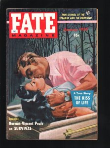 Fate 1/1955-Spicy cover art-The Kiss of Life-Dr. Norman Vincent Peale-Strange &