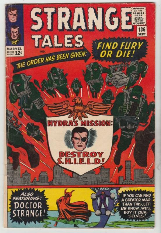 Strange Tales #136 (Sep-65) VG/FN Mid-Grade Nick Fury, S.H.I.E.L.D., Dr. Strange