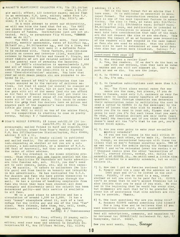 George Fanzine #2 1971- Newsletter format reviews- Rare VG