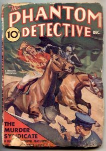 PULP:  Phantom Detective Pulp 12/1938- horse racing skeleton cover- Murder Sy...