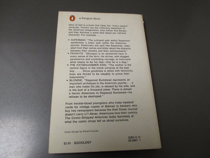 1973 THE COMIC-STRIPPED AMERICAN by Arthur Asa Berger Penguin VF 8.0 226pgs