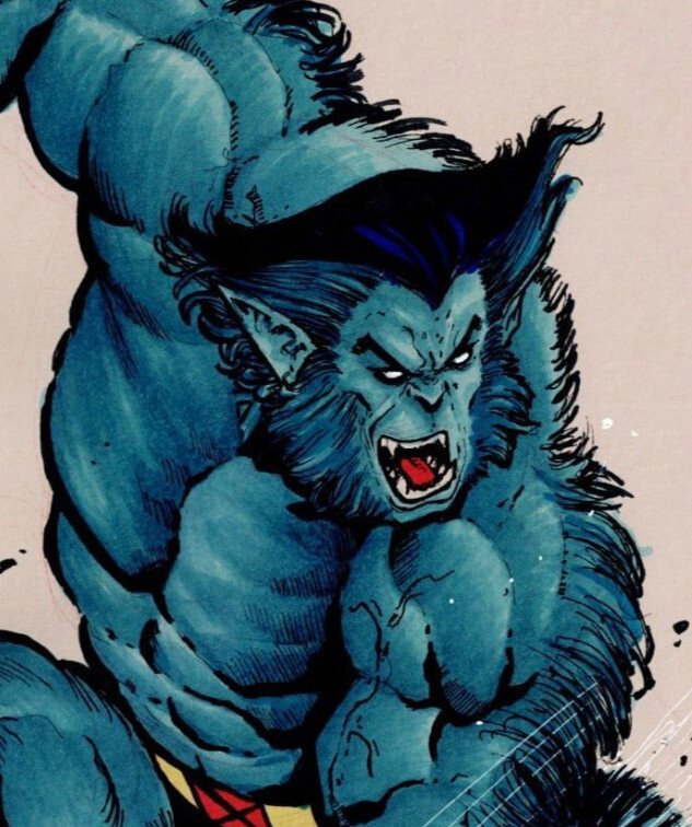 Sergio Davila Beast Original Art Full Color Commission X-Men Signed with COA