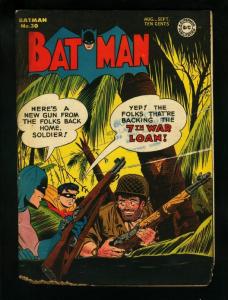 BATMAN #30-1945--DC COMICS-ROBIN-WW II JUNGLE COVER-HOT G/VG