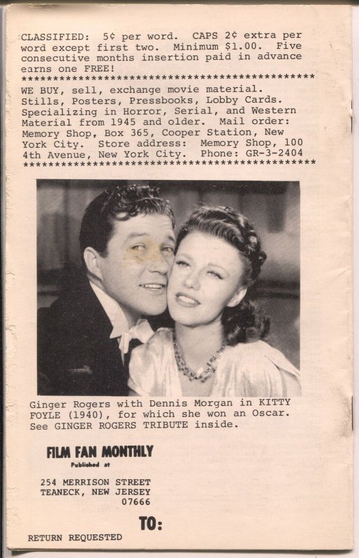 Film Fan Monthly #69 3/1967-Anita Loos-Clark Gable-Leonard Maltin-VG